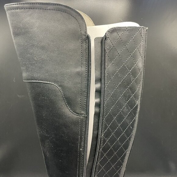 GBG GUESS Womens Black Buckle Accent Round Toe Heel Zip-Up Size: 8M Wide Calf - Picture 5 of 8